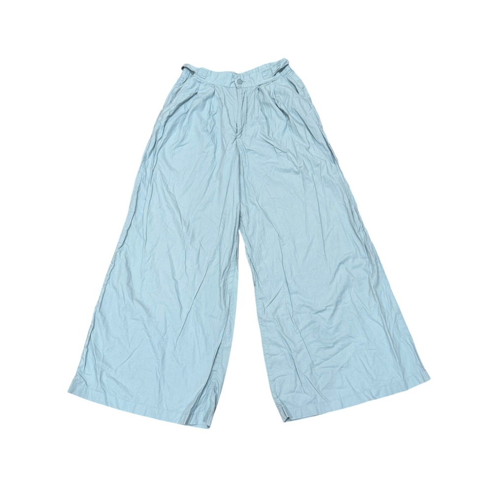 Young Fabulous & Broke Blue Wide Leg Trouser Pants High‎ Rise Pleated Cotton M